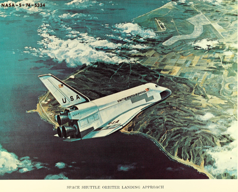 Illustration for article titled This concept art from the Shuttle Program's early days is gorgeous, deliciously retro